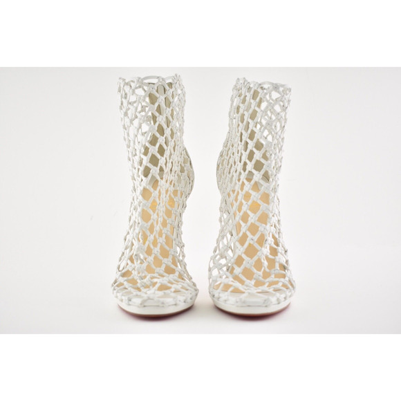 Christian Louboutin Porligat 120 White Latte Caged Boot Bootie Heel Pump 37.5 - Picture 5 of 12